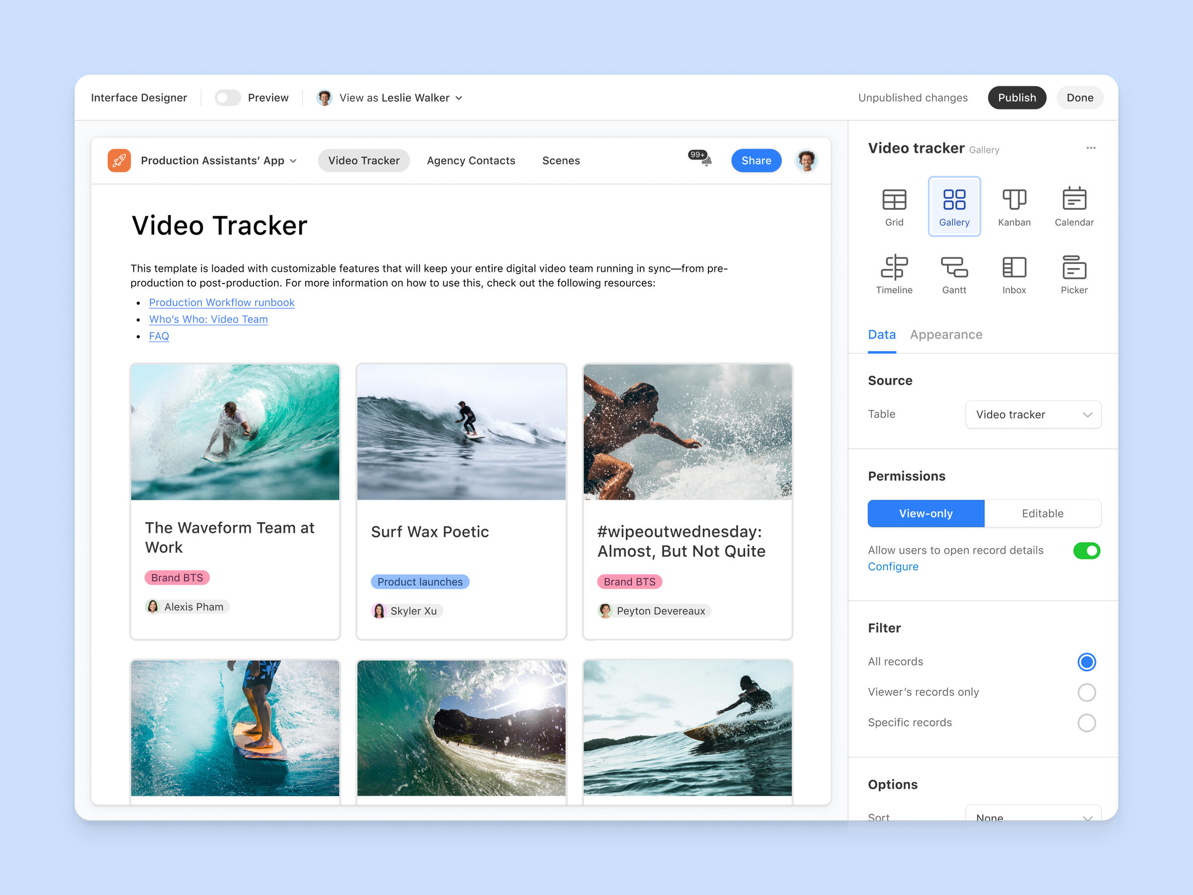 Airtable Interfaces dropping the mic on video production tracking